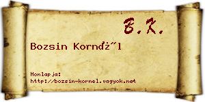 Bozsin Kornél névjegykártya